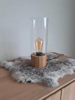 Tafellamp, hout/ glas, Led lamp, in nieuwstaat!, Ophalen of Verzenden, Zo goed als nieuw, Glas