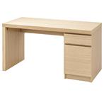 Malm bureau (eiken fineer wit gebeitst), Huis en Inrichting, Ophalen, Zo goed als nieuw, Bureau