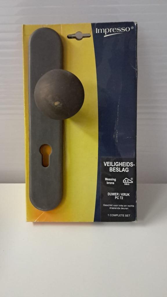 Nieuw Impresso PC72 Veiligheidsbeslag (duwer / kruk) / Messi, Doe-het-zelf en Bouw, Hang- en Sluitwerk, Nieuw, Klink of Kruk, Koper of Messing