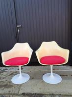 2X Vintage 1970 Rudi Bonzanini Tullip Draai Stoelen Met Rode, Huis en Inrichting, Ophalen, Gebruikt, Twee, Wit