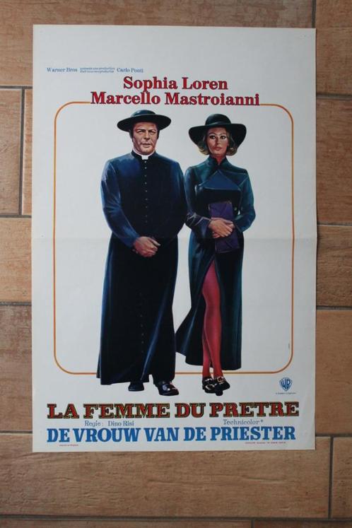 filmaffiche Sophia Loren La moglie del prete filmposter, Verzamelen, Posters, Zo goed als nieuw, Film en Tv, A1 t/m A3, Rechthoekig Staand