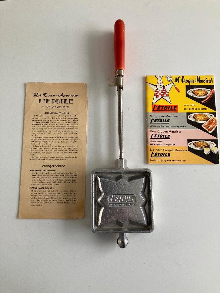 Vintage L'ETOILE Toast-apparaat / Croque-Monsieur toestel, Antiek en Kunst, Antiek | Keukengerei, Ophalen of Verzenden