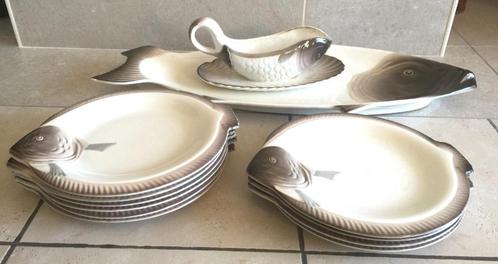 Vintage Longwy France Vis servies, Antiek en Kunst, Antiek | Servies los, Ophalen