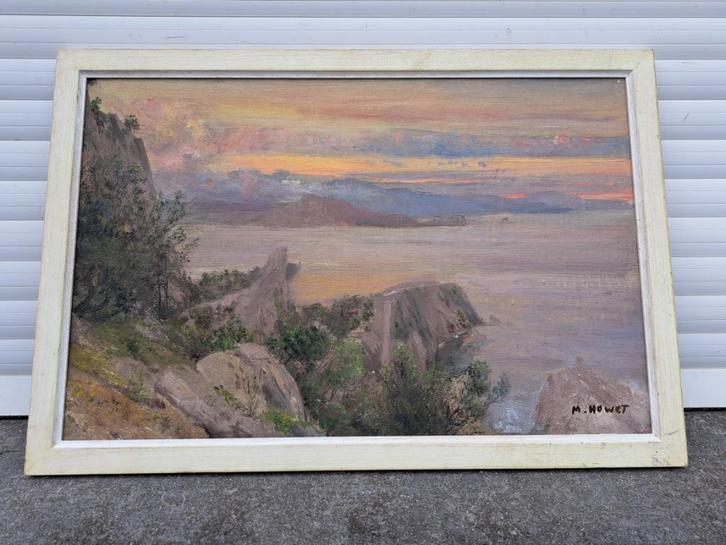 huile sur panneau signe marie howet, Antiek en Kunst, Kunst | Schilderijen | Klassiek, Ophalen of Verzenden