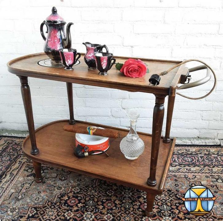Antieke Warmhoud Tafel (Werkend) Warmhoud Plaat Serveerwagen, Huis en Inrichting, Tafels | Sidetables, Gebruikt, 25 tot 50 cm