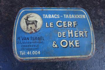 Le cerf de Hert & Oke ancienne petite boite à tabac vide, Enlèvement, Utilisé, Boite à tabac ou Emballage