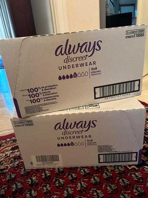 Always discreet incontinentiebroekjes 2 dozen met 48 broekje, Divers, Produits alimentaires, Enlèvement ou Envoi