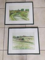 2 aquarellen Tielt - prijs per stuk, Antiek en Kunst, Ophalen