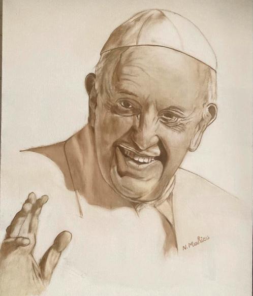 Olieverfschilderij  Paus Fransicus, Antiek en Kunst, Kunst | Tekeningen en Fotografie, Ophalen