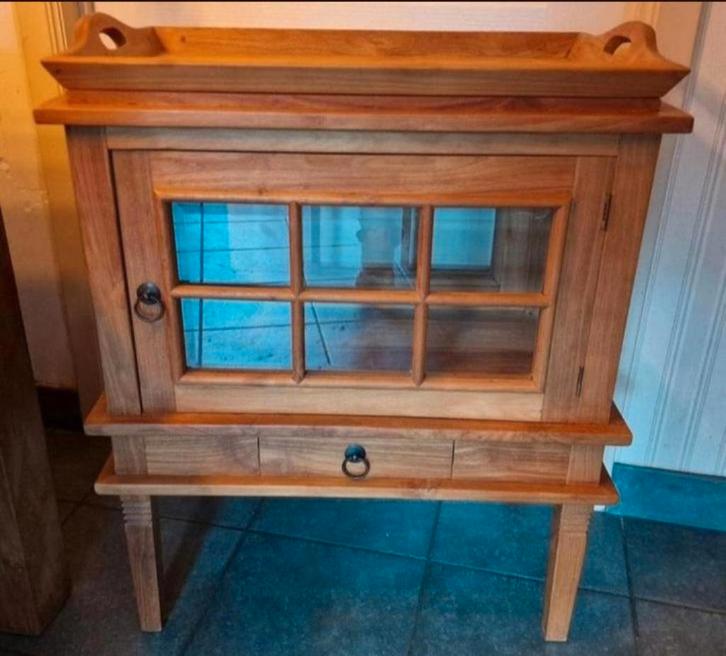 Teakhouten theekast met dienblad, Maison & Meubles, Armoires | Autre, Enlèvement