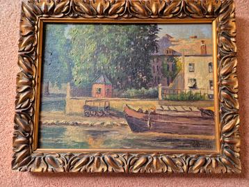Antiek kunstschilderij ondertekend Julien Brosius 1930 beschikbaar voor biedingen