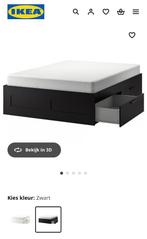 Bed + matras 160 x 200, Huis en Inrichting, Slaapkamer | Bedden, Ophalen, Zwart, Tweepersoons, Zo goed als nieuw