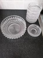 Saladier + 6 coupes, Comme neuf, Verre, Enlèvement, Autres styles
