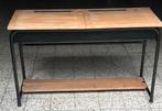 Schoolbank dubbele in ijzer en hout L 105 x B 46 x H 66 cm, Antiek en Kunst, Ophalen