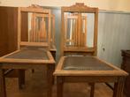 Lot de 4 chaises art déco en chêne, avec dessus en cuir, Enlèvement