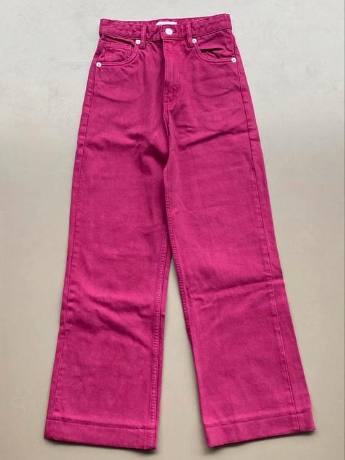 Broek jeans fuchsia wide leg Zara 164 (32) NIEUW, Kinderen en Baby's, Kinderkleding | Maat 164, Nieuw, Meisje, Broek, Ophalen of Verzenden