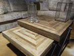 Set van 2 vierkante salontafels / bijzettafels 70x70 & 80x80, Huis en Inrichting, Ophalen, 50 tot 100 cm, Teakhout, 50 tot 100 cm