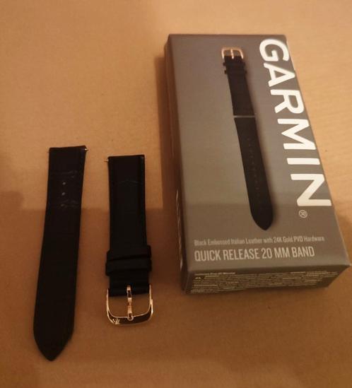Garmin - Bracelet de montre Quick Release 20mm - Cuir italie, Handtassen en Accessoires, Smartwatches, Zo goed als nieuw, Zwart