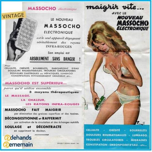 Appareil Vintage "MASSOCHO" - Masseur Électrique Rétro, Sports & Fitness, Produits de massage, Comme neuf, Appareil, Enlèvement ou Envoi