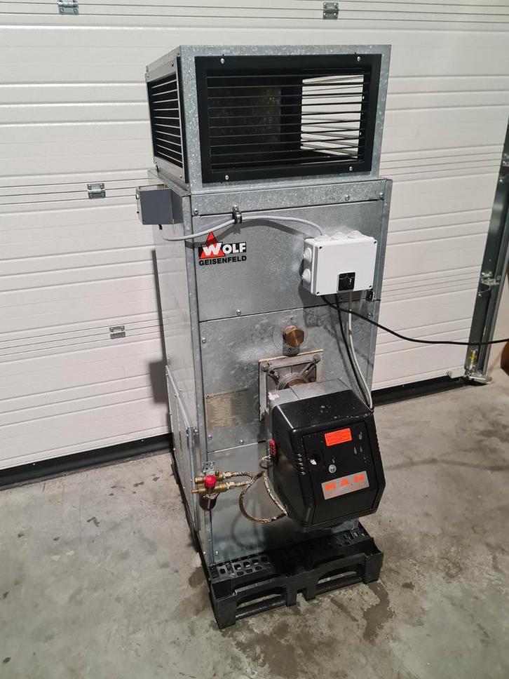 Wolf werkplaatskachel 35 kw diesel mazout verwarming, Doe-het-zelf en Bouw, Ventilatie en Afzuiging, Zo goed als nieuw, Ophalen