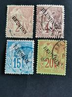 Réunion 1891 - Franse kolonies met opdruk REUNION in zwart, Postzegels en Munten, Ophalen of Verzenden, Gestempeld