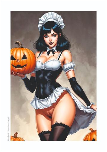 Ex-libris - Sexy Maid - Halloween Comic - Jorge Cayuela disponible aux enchères