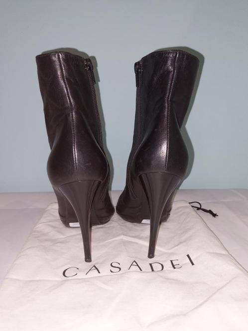 499C* CASADEI sexy boots zwart leer met hoge hakken (38), Kleding | Dames, Schoenen, Gedragen, Lage of Enkellaarzen, Zwart, Verzenden