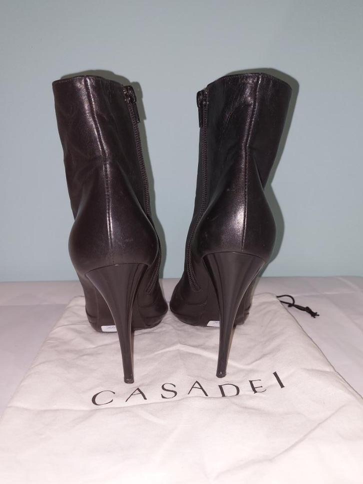 499C* CASADEI sexy boots zwart leer met hoge hakken (38), Kleding | Dames, Schoenen, Gedragen, Lage of Enkellaarzen, Zwart, Verzenden