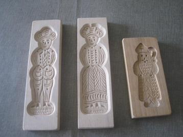 3 koekjesvormen speculaas hout Sinterklaas beschikbaar voor biedingen