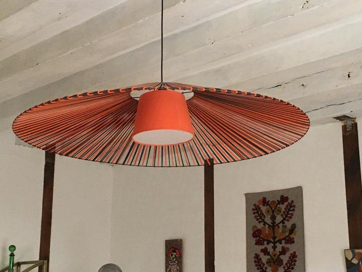 luster nieuw vintage retro stijl jaren 60 70 zwart oranje, Huis en Inrichting, Lampen | Plafondlampen, Zo goed als nieuw, Kunststof