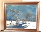 Sneeuwlandschap (olieverf op hout schilderij) 88 x 74 cm, Enlèvement
