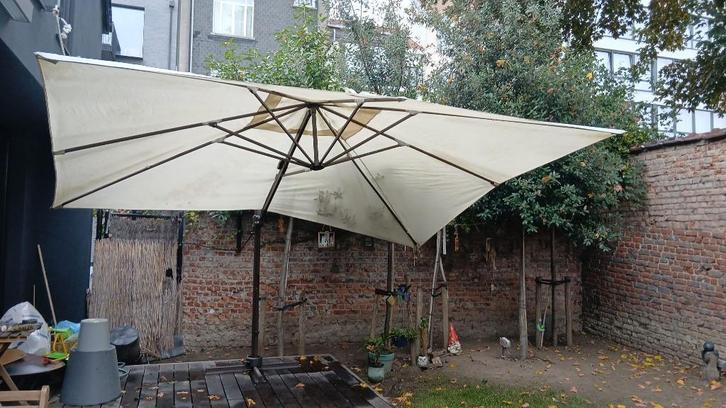 Grote draaibare tuinparasol — 3x4m, Tuin en Terras, Parasols, Gebruikt, 3 tot 4 meter, Kantelbaar, Verstelbaar, Waterdicht, Ophalen