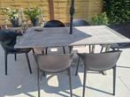 Teak tafel plus 5 teak stoelen, Tuin en Terras, Ophalen, Zo goed als nieuw