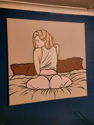 Sensueel schilderij van 1 meter op 1 meter  beschikbaar voor biedingen