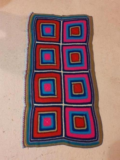 GR94 Granny kleedje fel roze blauw groen 130/70, Huis en Inrichting, Woonaccessoires | Plaids en Woondekens, Gebruikt, Ophalen of Verzenden