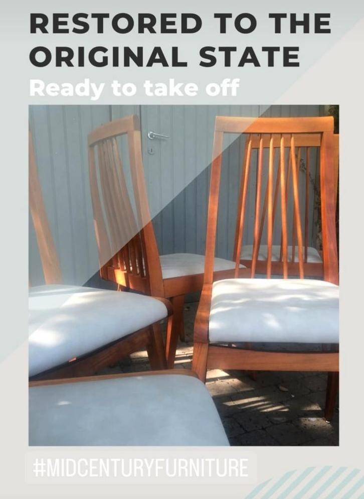 Vintage Restored Midcentury Furniture stoelen 6 stuks, Huis en Inrichting, Stoelen, Ophalen