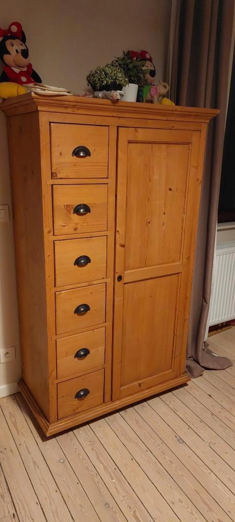 Grenen kast met schuifjes en deur, Huis en Inrichting, Kasten | Kleerkasten, Zo goed als nieuw, 150 tot 200 cm, 50 tot 100 cm