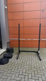 Squatrek / Bankdruk rek,Halterstang 220cm,140kg Bumperplates, Sport en Fitness, Fitnessmaterialen, Ophalen, Gebruikt