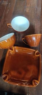 asbak 1 en 2 kopjes in zelfde patinne boch, Antiek en Kunst, Antiek | Porselein, Ophalen