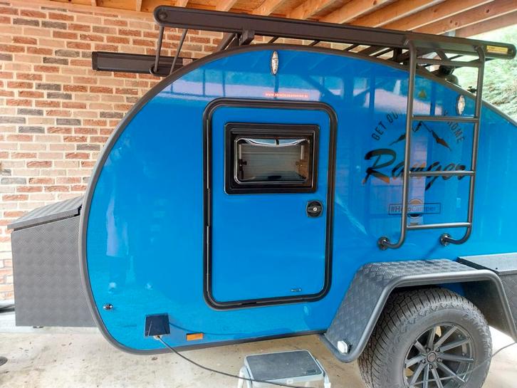 Te koop. Caravan Hero Camper Columbus. Blauw. Perf staat, Caravans en Kamperen, Caravans, Particulier, tot en met 2, 750 - 1000 kg