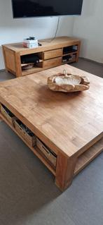 Salontafel vierkant, 120 x 120, teak, Huis en Inrichting, Tafels | Salontafels, Ophalen, Gebruikt, 50 tot 75 cm, Modern