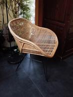 Fauteuil tressé bambou et pieds en métal, Enlèvement, Comme neuf, Bois