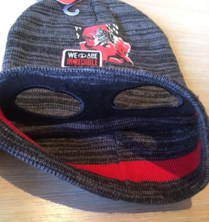 Muts / beanie The incredibles - grijs - met oogmasker NIEUW, Verzamelen, Disney, Nieuw, Kleding of Textiel, Overige figuren, Ophalen of Verzenden