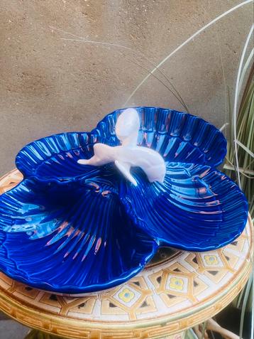Vintage tapasschaal ‘COCQUILLES’ kobaltblauw beschikbaar voor biedingen