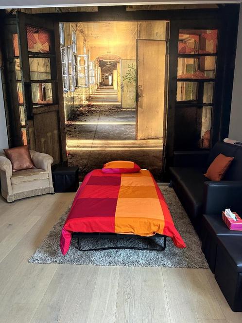 Opklapbed (mobiel, metalen spiraalbodem, 200X90cm), Huis en Inrichting, Slaapkamer | Bedden, Zo goed als nieuw, Eenpersoons, 90 cm