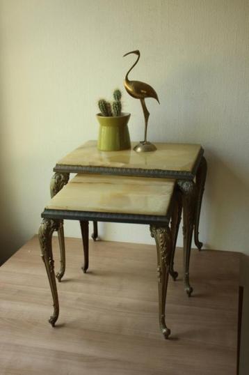 Set bijzettafels met onyx blad, Enlèvement, Cuivre