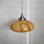 Vintage Art-Deco gemarmerde opaline glazen hanglampen., Ophalen of Verzenden