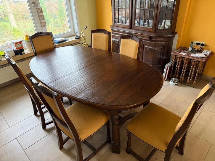 Ovalen eettafel Eik + 6 stoelen, Huis en Inrichting, Tafels | Eettafels, Zo goed als nieuw, 100 tot 150 cm, 200 cm of meer, Vijf personen of meer