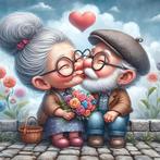 Diamond Painting gelukkig stel 20x20cm (rond), Verzenden, Nieuw, Knutselwerk