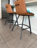 Barkrukken 2 stuks 60%leder! Als nieuw, Huis en Inrichting, Barkrukken, Ophalen, 60 tot 90 cm, Zo goed als nieuw, Metaal
